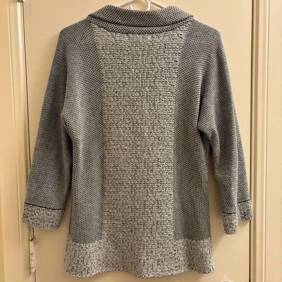 NIC + ZOE White Black Knit Cardigan Jacket Color Block Sweater Size M - Picture 2 of 7